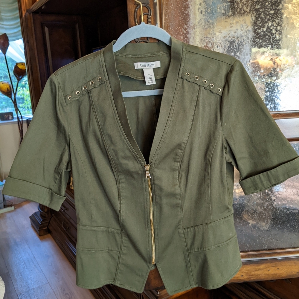 WHBM Olive Green Zip-Front Womens Jacket